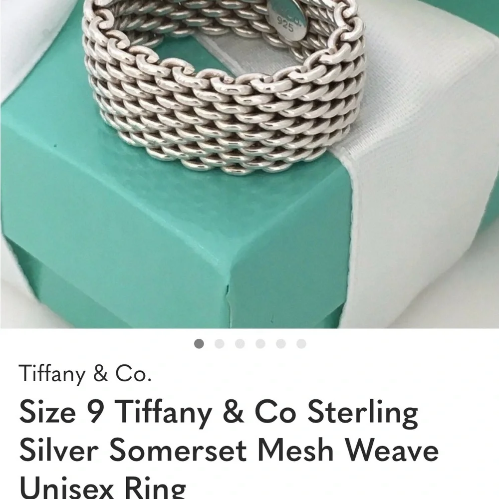 Authentic Tiffany & Co. Silver Somerset Mesh Band Size 7 16.25 inch Send Offer - Picture 4 of 6